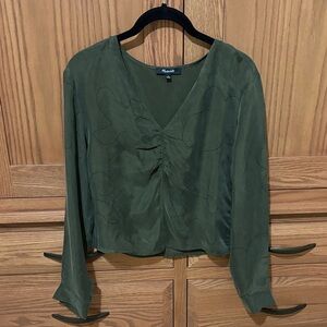 Madewell Dark Green Ruched Blouse